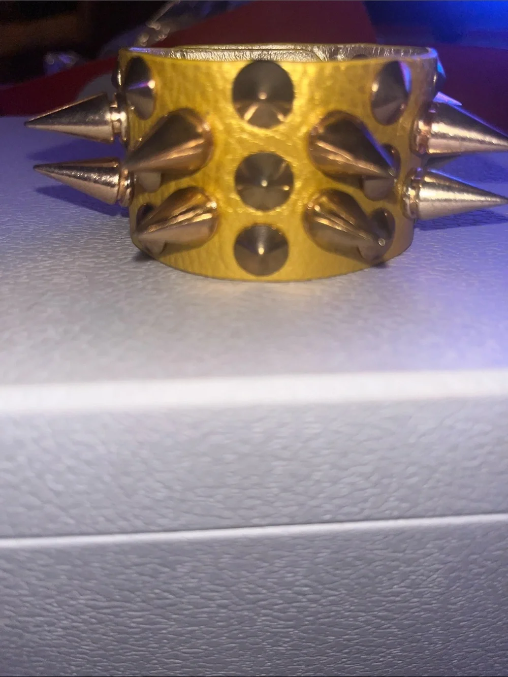 New Gold Studded Faux Leather Cuff Bracelet - Women Accessories